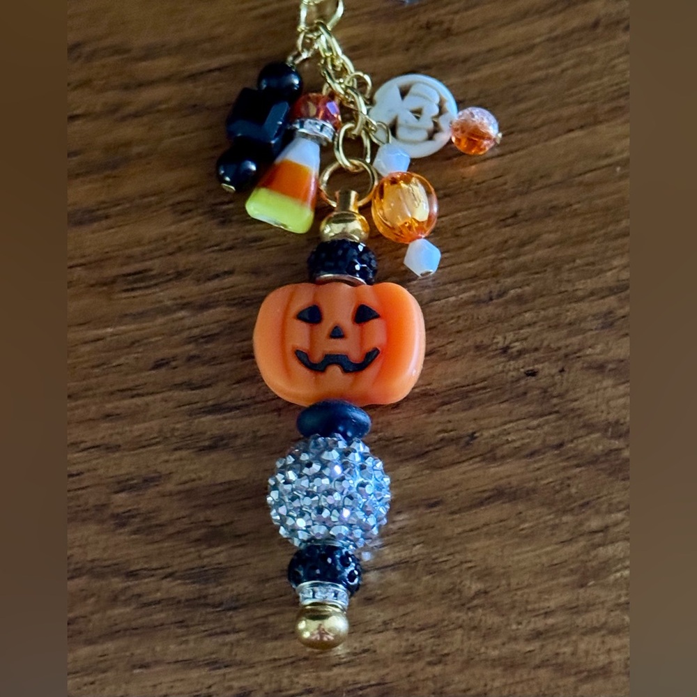 Halloween Handbag Charm Pumpkins Handmade Original Sparkly NEW OOAK